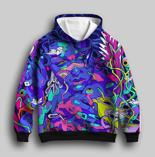 Blue Face Unisex Printed Hoodie